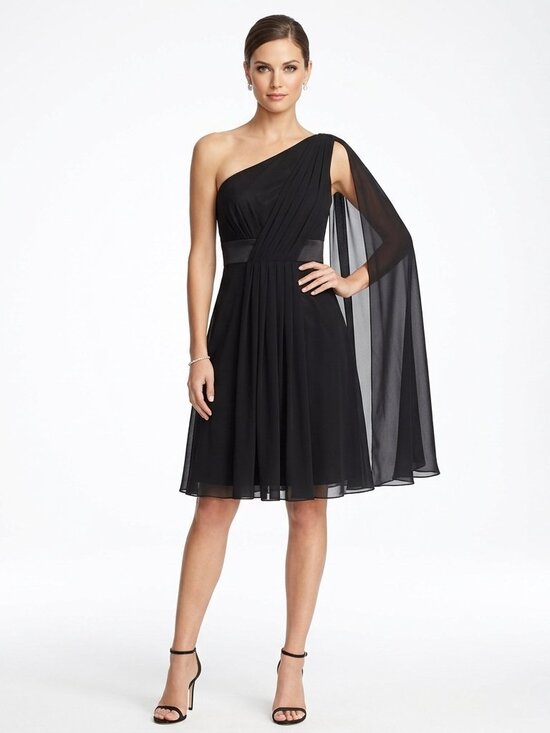 White House Black Market Dresses & Skirts - White House/Black Market 1 Shoulder Black Chiffon Cocktail Dress NEW- Sz. 2